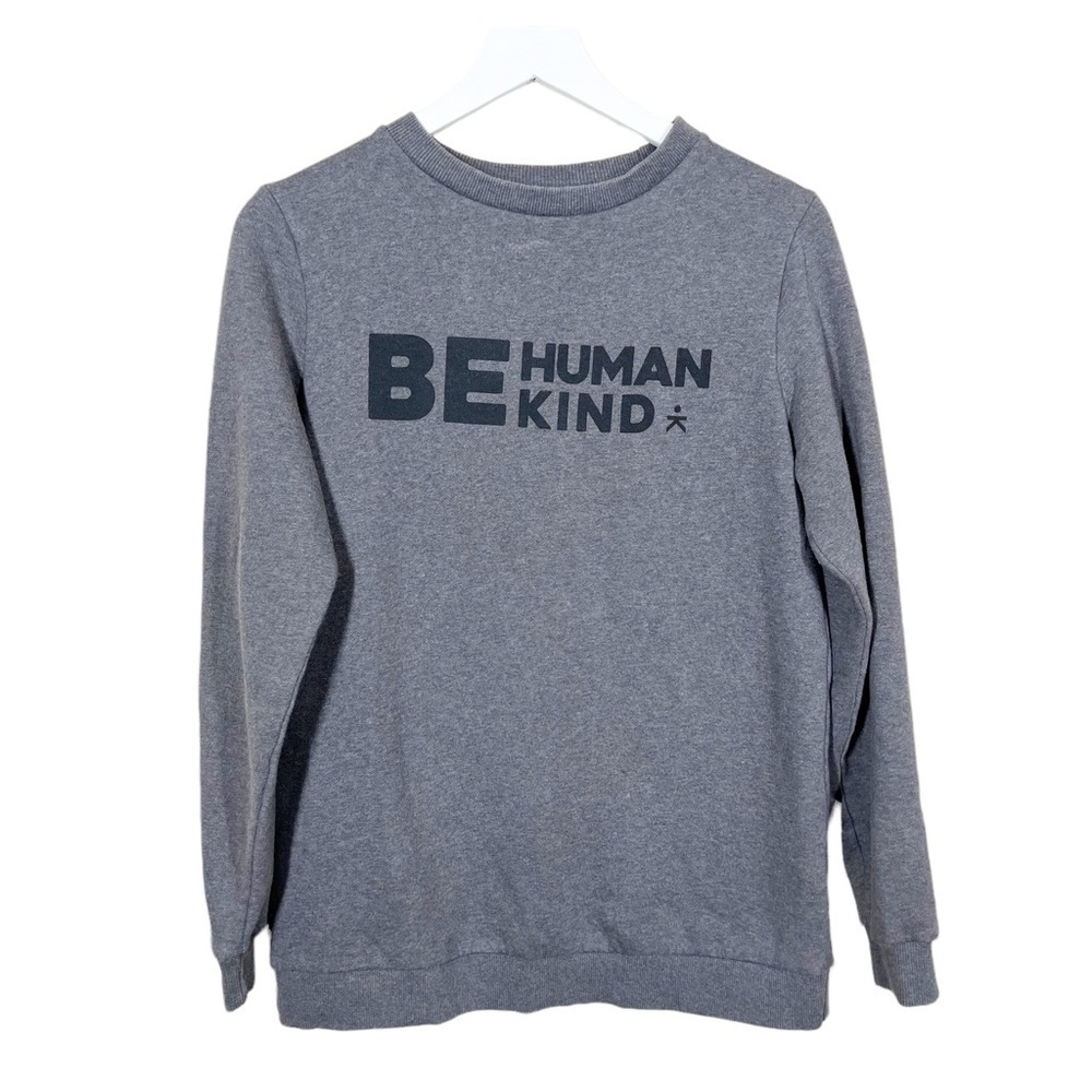 Known Supply Be Human Kind Gray Crew Neck Pullover Sweatshirt Organic Cotton